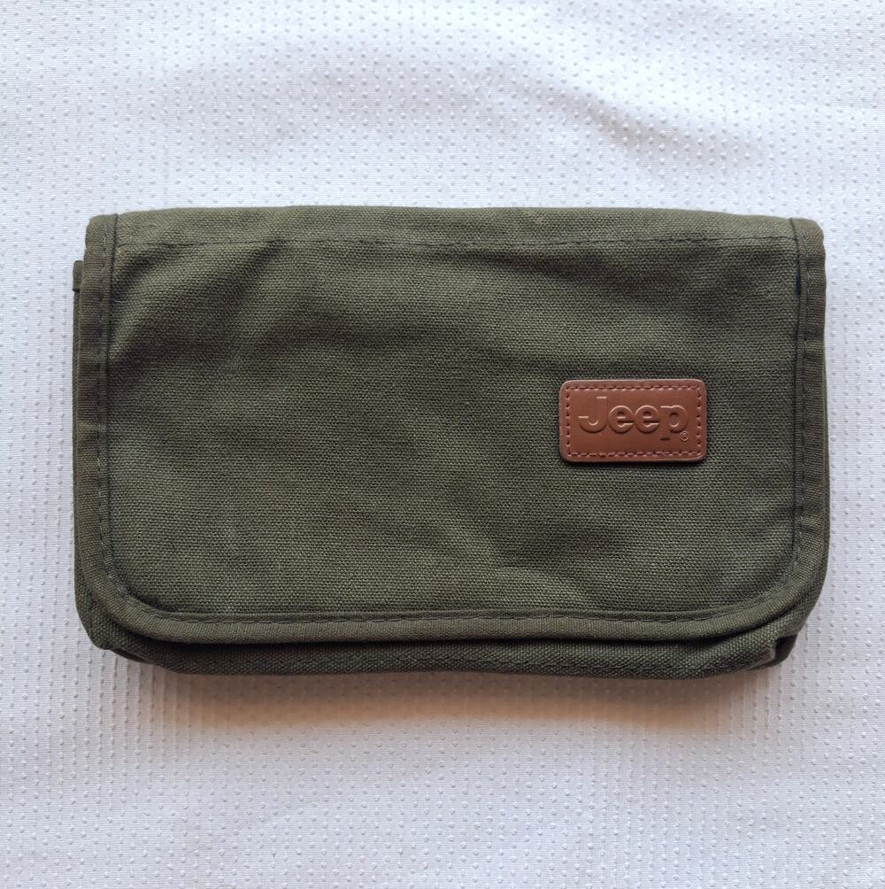 OEM Jeep Owners Manual Case Holder Pouch Only Canvas Army Green Glove Box Bag